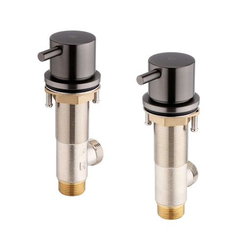 Buy Round 3/4" deck bath side valves (pair) - gunmetal grey online UK