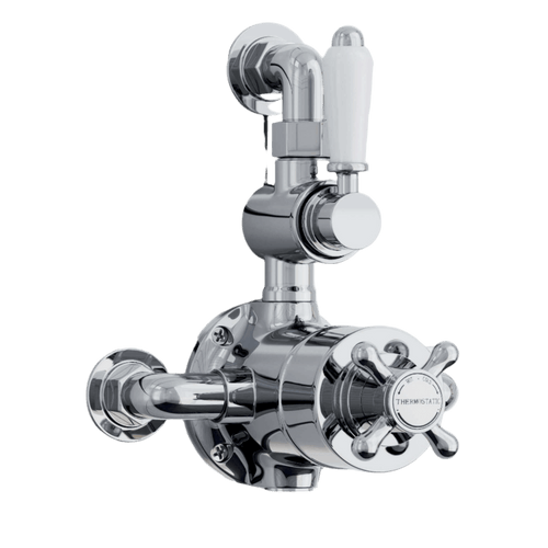 Buy Downton traditional twin thermostatic shower valve semi-exposed - chrome online UK