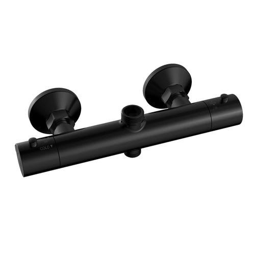 Buy Dune contemporary two outlet 3/4" and 1/2" thermostatic bar shower mixer valve - matt black online UK