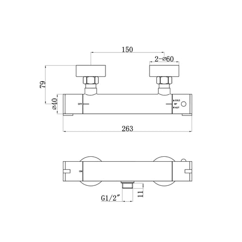 Buy Dune round bottom outlet thermostatic bar shower valve - chrome online UK