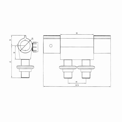 Buy Haven horizontal thermostatic bar shower mixer valve with 45mm fixing centres - chrome online UK