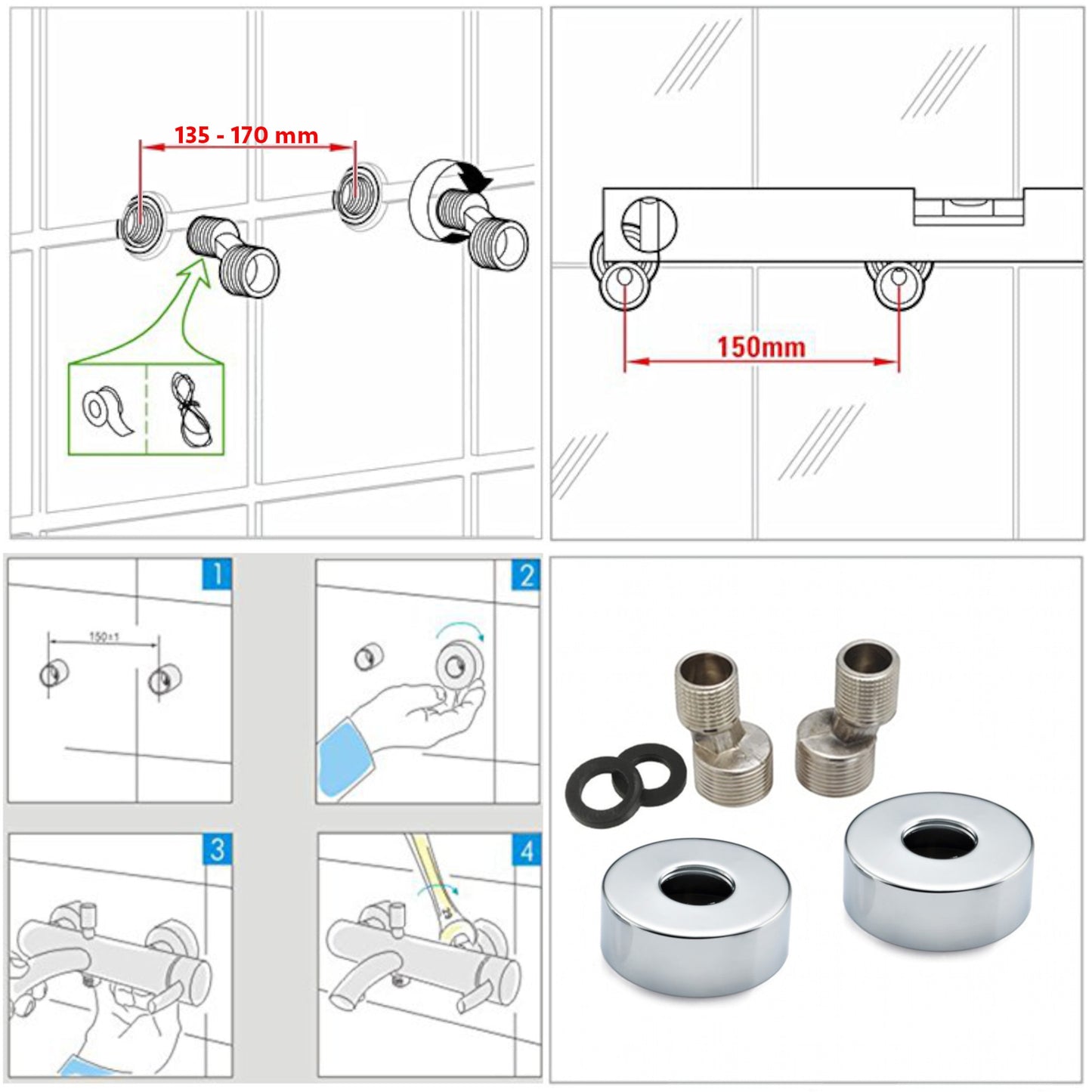 Dune thermostatic bar shower mixer valve top outlet 1/2" or 3/4" outlet (with adaptor) contemporary - chrome