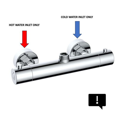 Buy Dune thermostatic bar shower mixer valve top outlet 1/2" or 3/4" outlet (with adaptor) contemporary - chrome online UK