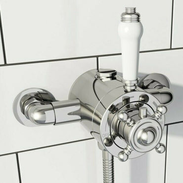 Dulwich traditional exposed thermostatic concentric shower valve top or bottom outlet - chrome
