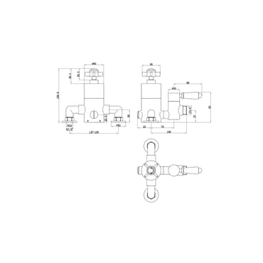Windsor traditional twin thermostatic shower valve top outlet - antique brass