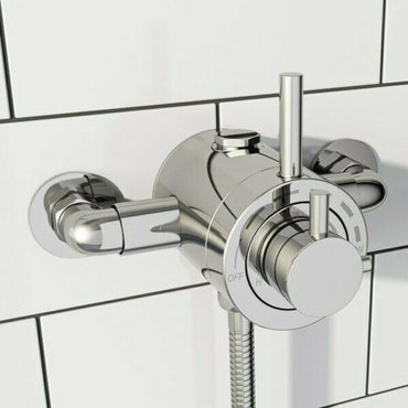 Azure modern exposed thermostatic concentric shower valve top or bottom outlet - chrome