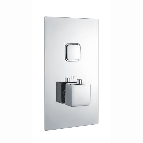 Spello square push button concealed thermostatic shower valve with 1 outlet - chrome