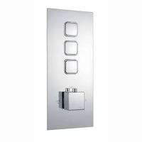 Spello square push button concealed thermostatic triple shower valve with 3 outlets - chrome