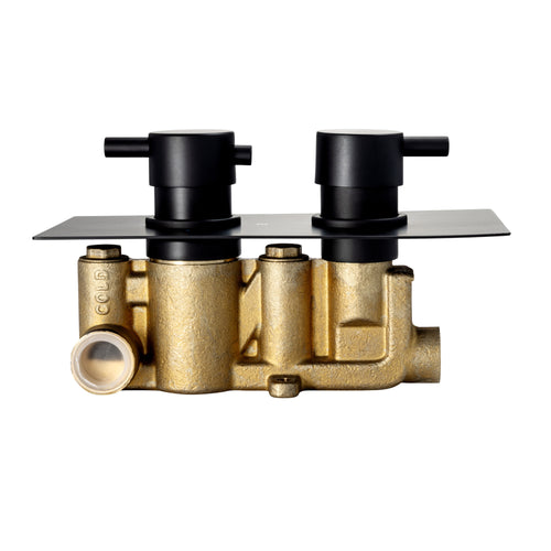 Buy Naples contemporary round concealed thermostatic twin shower valve with 1 outlet - matt black online UK