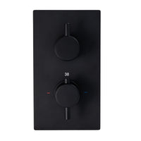 Naples contemporary round concealed thermostatic twin shower valve with 2 outlets - matt black