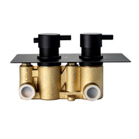 Naples contemporary round concealed thermostatic twin shower valve with 2 outlets - matt black
