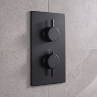 Naples contemporary round concealed thermostatic twin shower valve with 2 outlets - matt black