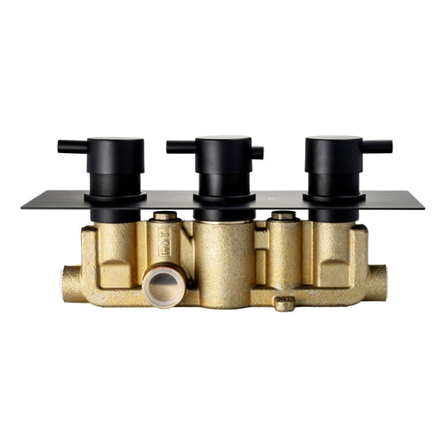 Buy Naples contemporary round concealed thermostatic triple shower valve with 2 outlets - matt black online UK