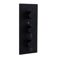 Naples contemporary round concealed thermostatic triple shower valve with 3 outlets - matt black