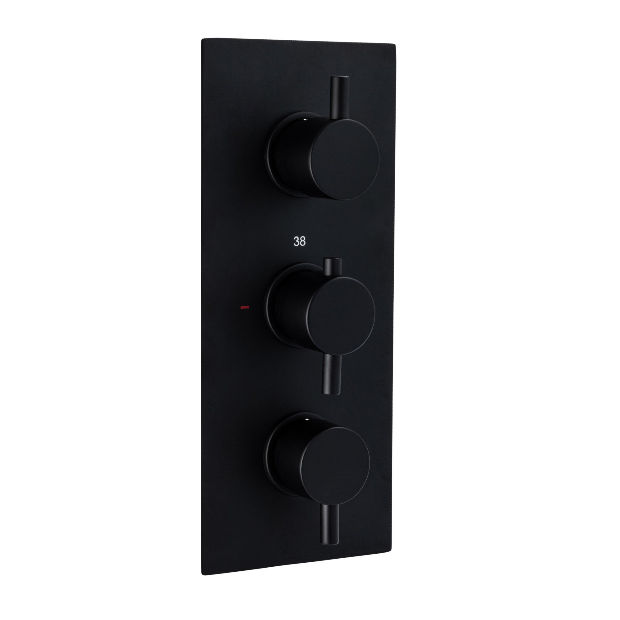 Naples contemporary round concealed thermostatic triple shower valve with 3 outlets - matt black