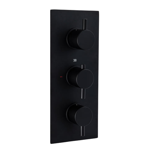 Buy Naples contemporary round concealed thermostatic triple shower valve with 3 outlets - matt black online UK