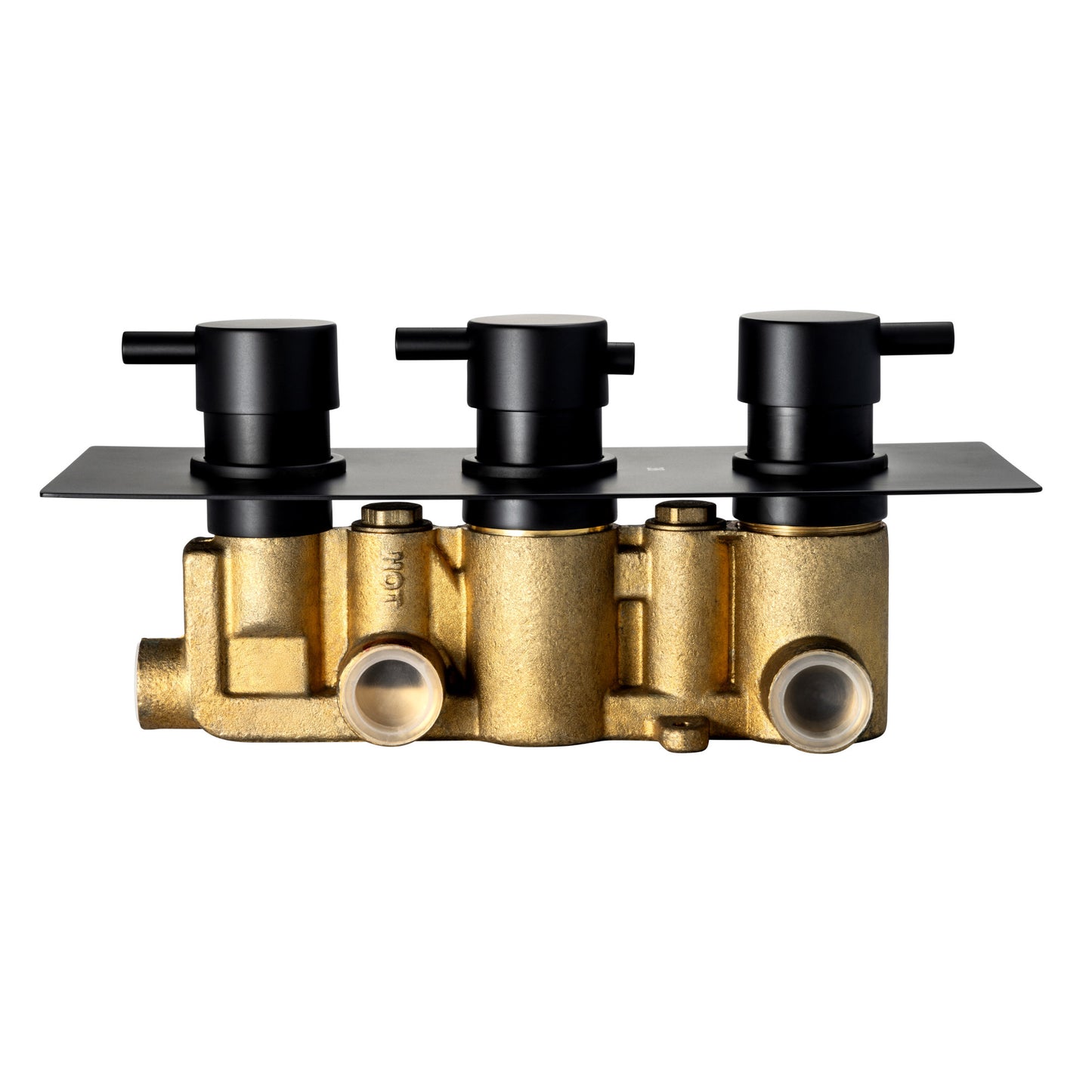 Naples contemporary round concealed thermostatic triple shower valve with 3 outlets - matt black