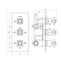 Edwardian traditional crosshead and white details concealed thermostatic triple shower valve with 3 outlets - antique brass