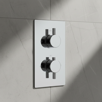 Naples contemporary round concealed thermostatic twin shower valve with 1 outlet - chrome