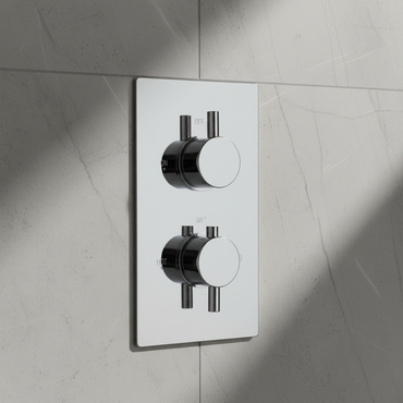 Naples contemporary round concealed thermostatic twin shower valve with 1 outlet - chrome