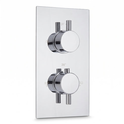 Naples contemporary round concealed thermostatic twin shower valve with 1 outlet - chrome
