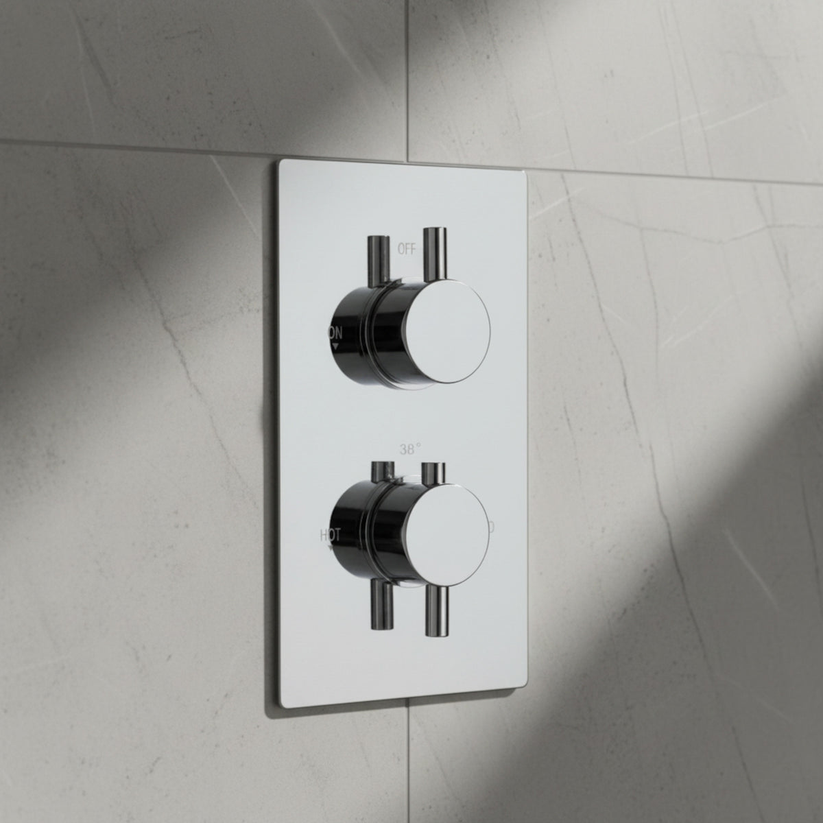 Naples contemporary round concealed thermostatic twin shower valve with 1 outlet - chrome