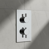 Naples contemporary round concealed thermostatic twin shower valve with 1 outlet - chrome