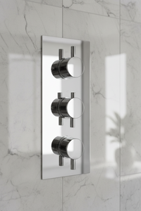 Naples contemporary round concealed thermostatic triple shower valve with 2 outlets - chrome