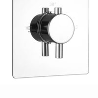 Naples contemporary round concealed thermostatic twin shower valve with 2 outlets - chrome