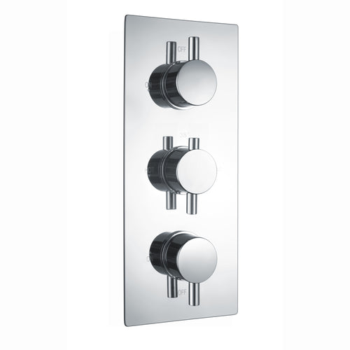 Buy Naples contemporary round concealed thermostatic triple shower valve with 3 outlets - chrome online UK
