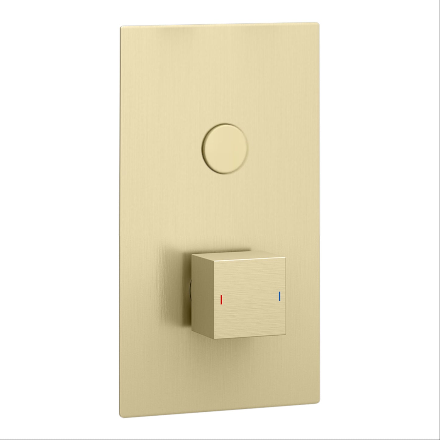 Milan square push button concealed thermostatic shower valve with 1 outlet - brushed brass