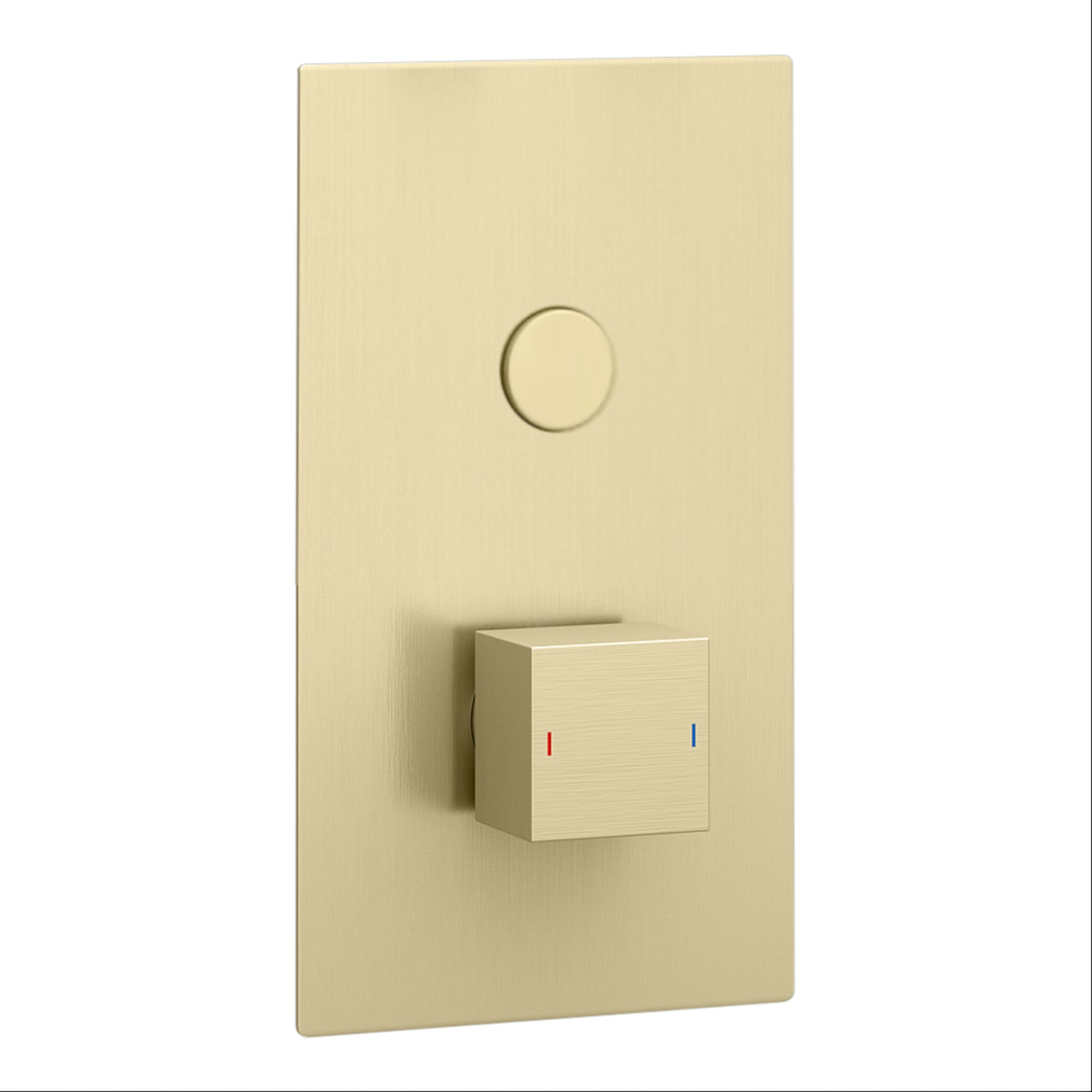 Milan square push button concealed thermostatic shower valve with 1 outlet - brushed brass
