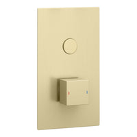 Buy Spello square push button concealed thermostatic shower valve with 1 outlet - brushed brass online UK