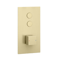 Milan square push button concealed thermostatic shower valve with 2 outlets - brushed brass