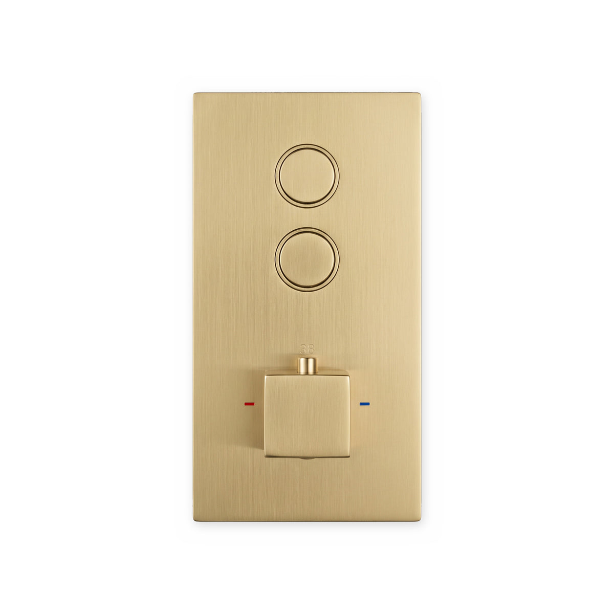 Spello square push button concealed thermostatic shower valve with 2 outlets - brushed brass