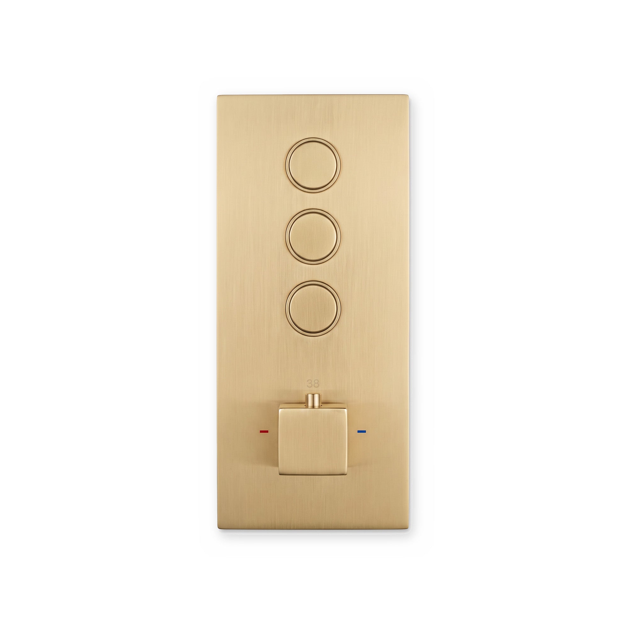 Spello square push button concealed thermostatic triple shower valve with 3 outlets - brushed brass