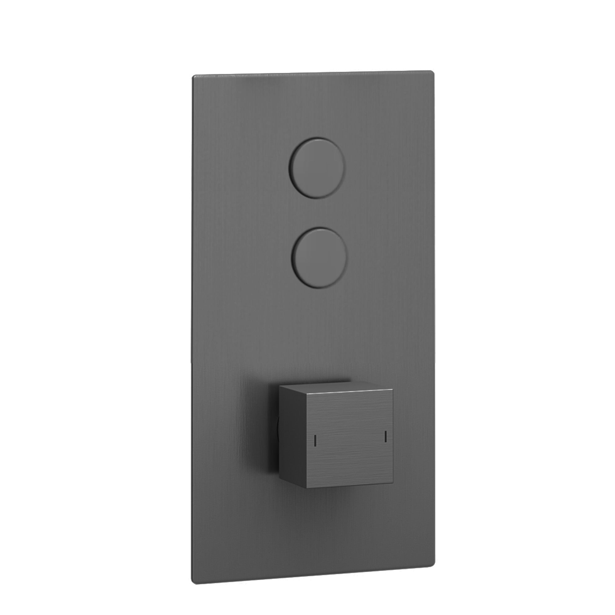 Milan square push button concealed thermostatic shower valve with 2 outlets - gunmetal grey