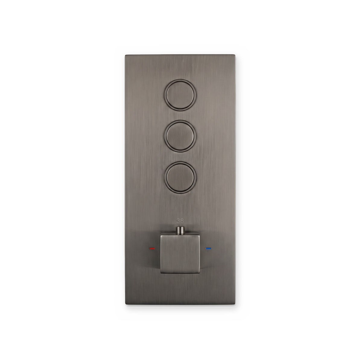 Spello square push button concealed thermostatic triple shower valve with 3 outlets - gunmetal grey