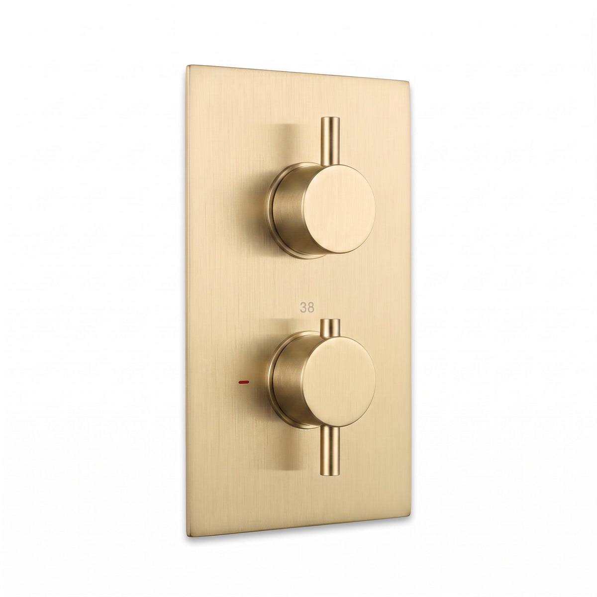 Naples contemporary round concealed thermostatic twin shower valve with 1 outlet - brushed brass
