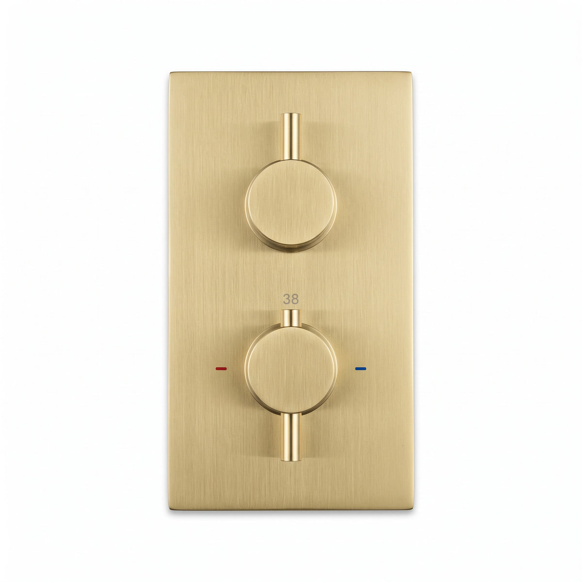 Naples contemporary round concealed thermostatic twin shower valve with 1 outlet - brushed brass