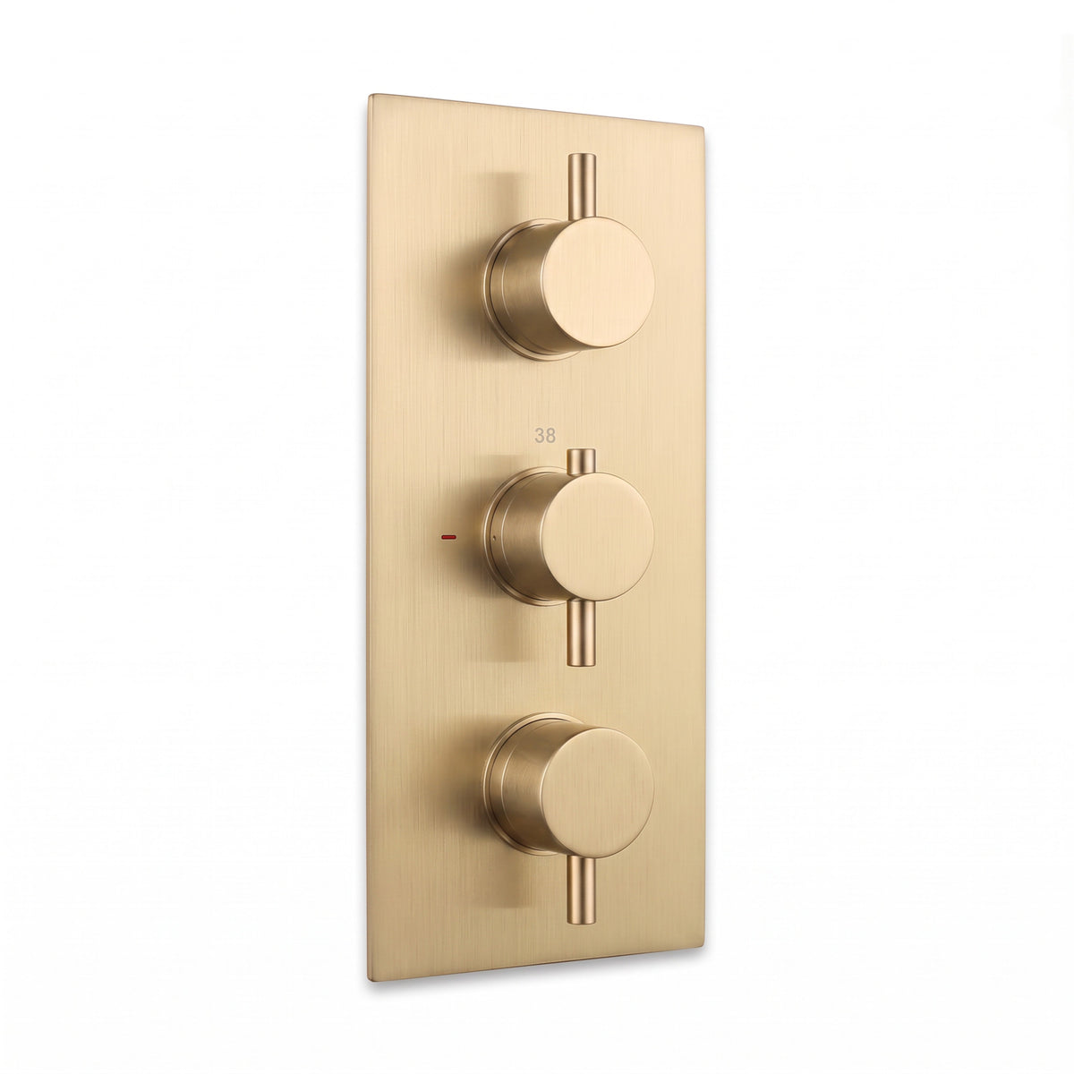 Naples contemporary round concealed thermostatic triple shower valve with 2 outlets - brushed brass