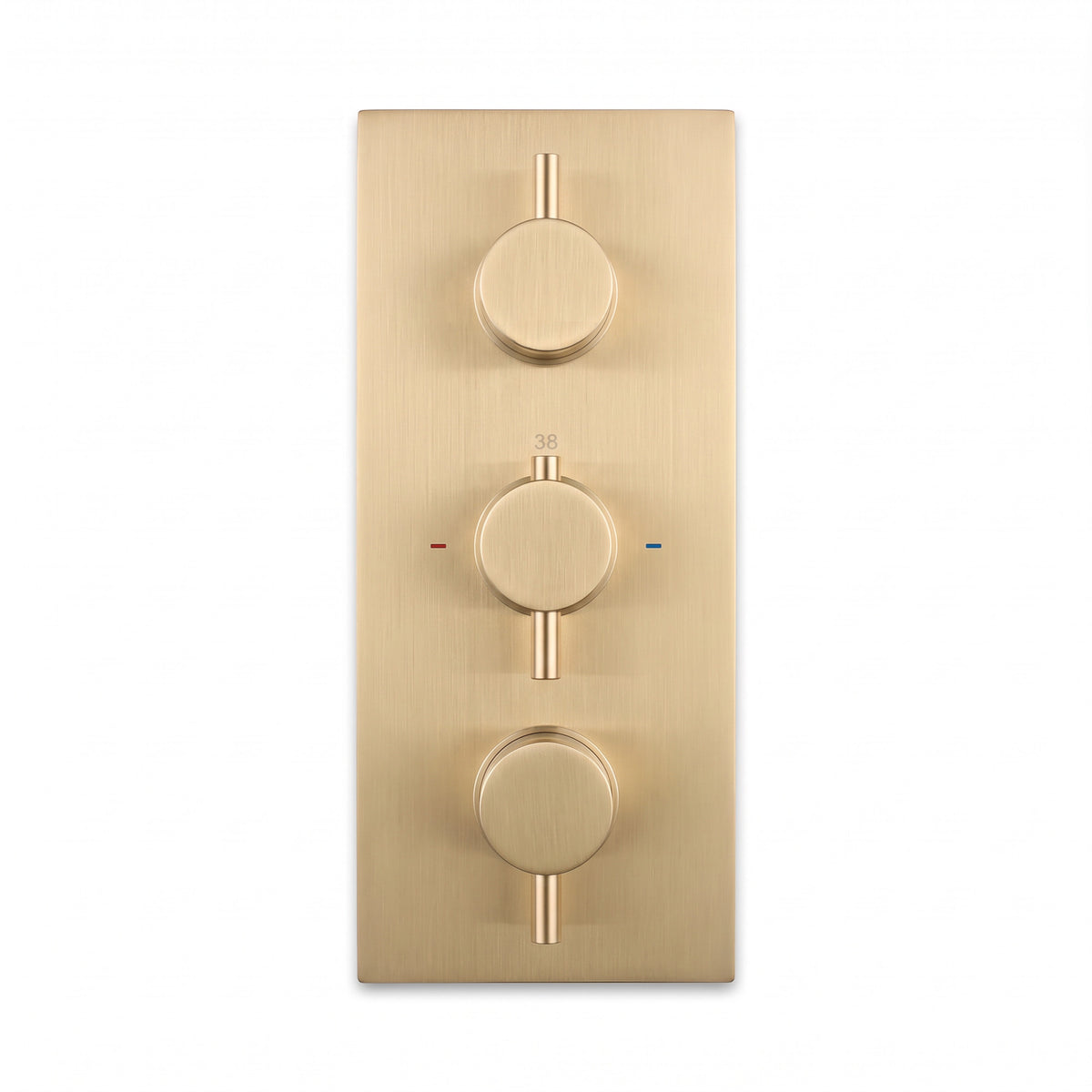 Naples contemporary round concealed thermostatic triple shower valve with 2 outlets - brushed brass