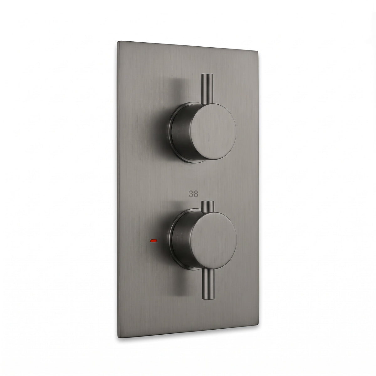 Naples contemporary round concealed thermostatic twin shower valve with 1 outlet - gunmetal grey
