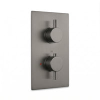 Naples contemporary round concealed thermostatic twin shower valve with 1 outlet - gunmetal grey