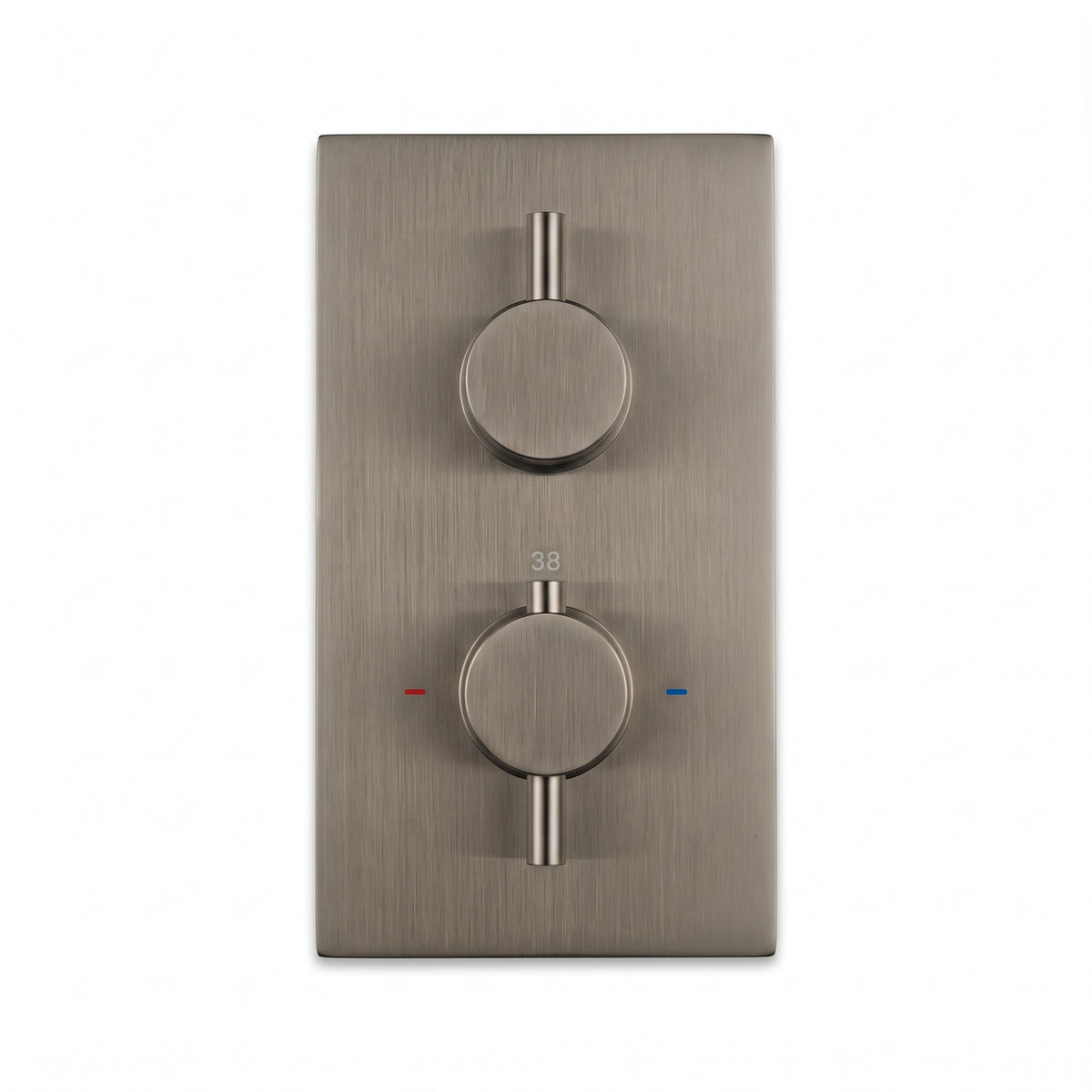Naples contemporary round concealed thermostatic twin shower valve with 1 outlet - gunmetal grey