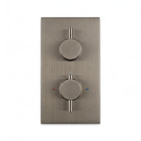 Naples contemporary round concealed thermostatic twin shower valve with 1 outlet - gunmetal grey