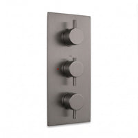 Naples contemporary round concealed thermostatic triple shower valve with 2 outlets - gunmetal grey