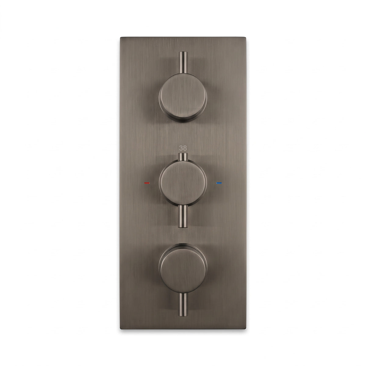 Naples contemporary round concealed thermostatic triple shower valve with 2 outlets - gunmetal grey