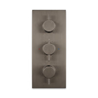 Naples contemporary round concealed thermostatic triple shower valve with 2 outlets - gunmetal grey