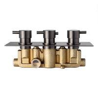 Naples contemporary round concealed thermostatic triple shower valve with 2 outlets - gunmetal grey